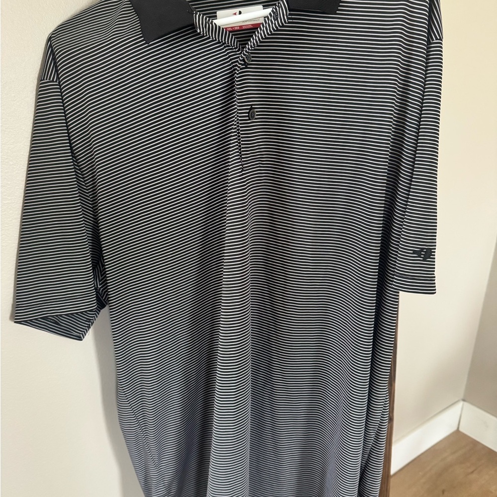 Grand Slam Black and White Striped Polo Shirt